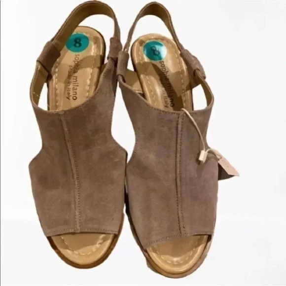 Sophia Milano genuine leather open toe Wedges - Picture 1 of 6